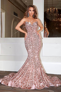 Sparkly Mermaid Prom Dress Sweetheart Sequin Evening Gown Elegant Party Dress Ms2510183