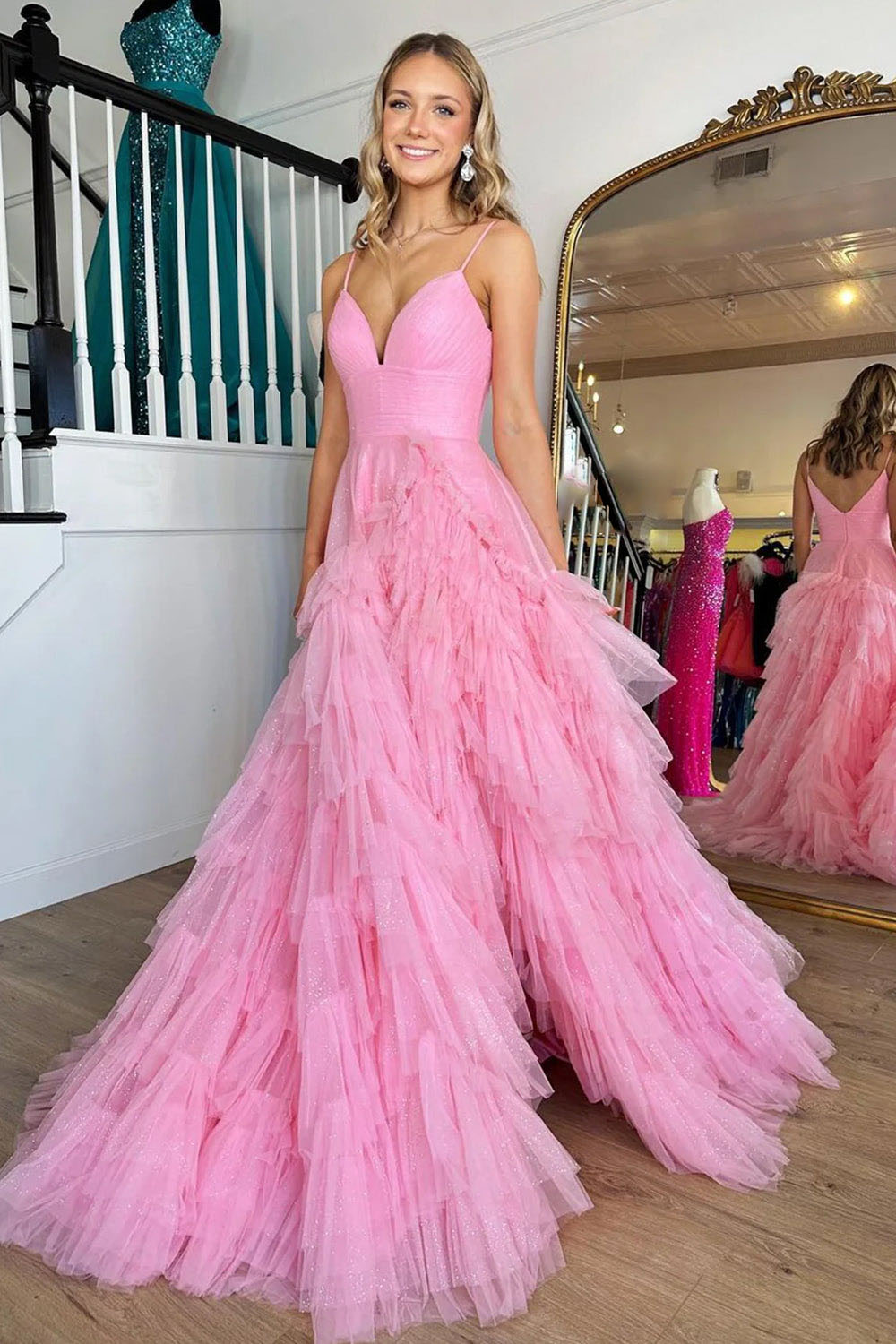 Abito da sera con spacco Ruffle, scollo a cuore, applicazioni in pizzo, corsetto, abito formale per festa di prom Ms2504114