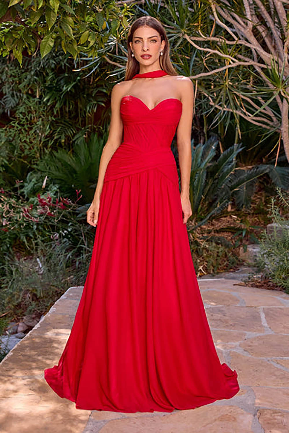 Red Pleated Chiffon Evening Dress Sweetheart A Line Wedding Party Dress Ms2512053