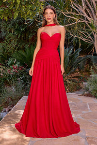 Red Pleated Chiffon Evening Dress Sweetheart A Line Wedding Party Dress Ms2512053