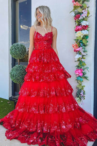 Vestido de Festa Longo Borgonha de Um Ombro com Fenda, Vestido Formal de Renda com Apliques para Adolescentes