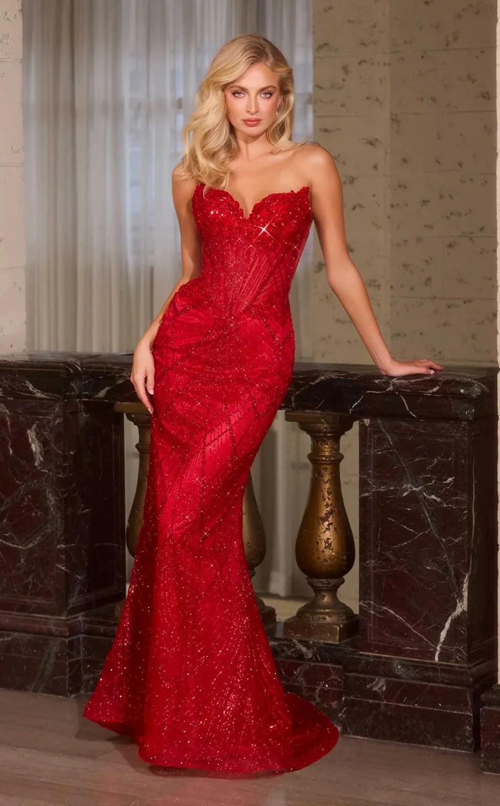 Mermaid Prom Dress Strapless Glitter Corset Sparkly Evening Gown Formal Dress Ms2603103