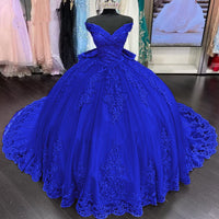 Quinceanera Dress Lace Applique Ball Gown Off Shoulder Princess Tulle Formal Gown Ms2605062