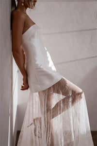 Strapless Wedding Dress Sheer Skirt Modern Bridal Gown Wedding Reception Ceremony Dress Ms2505084