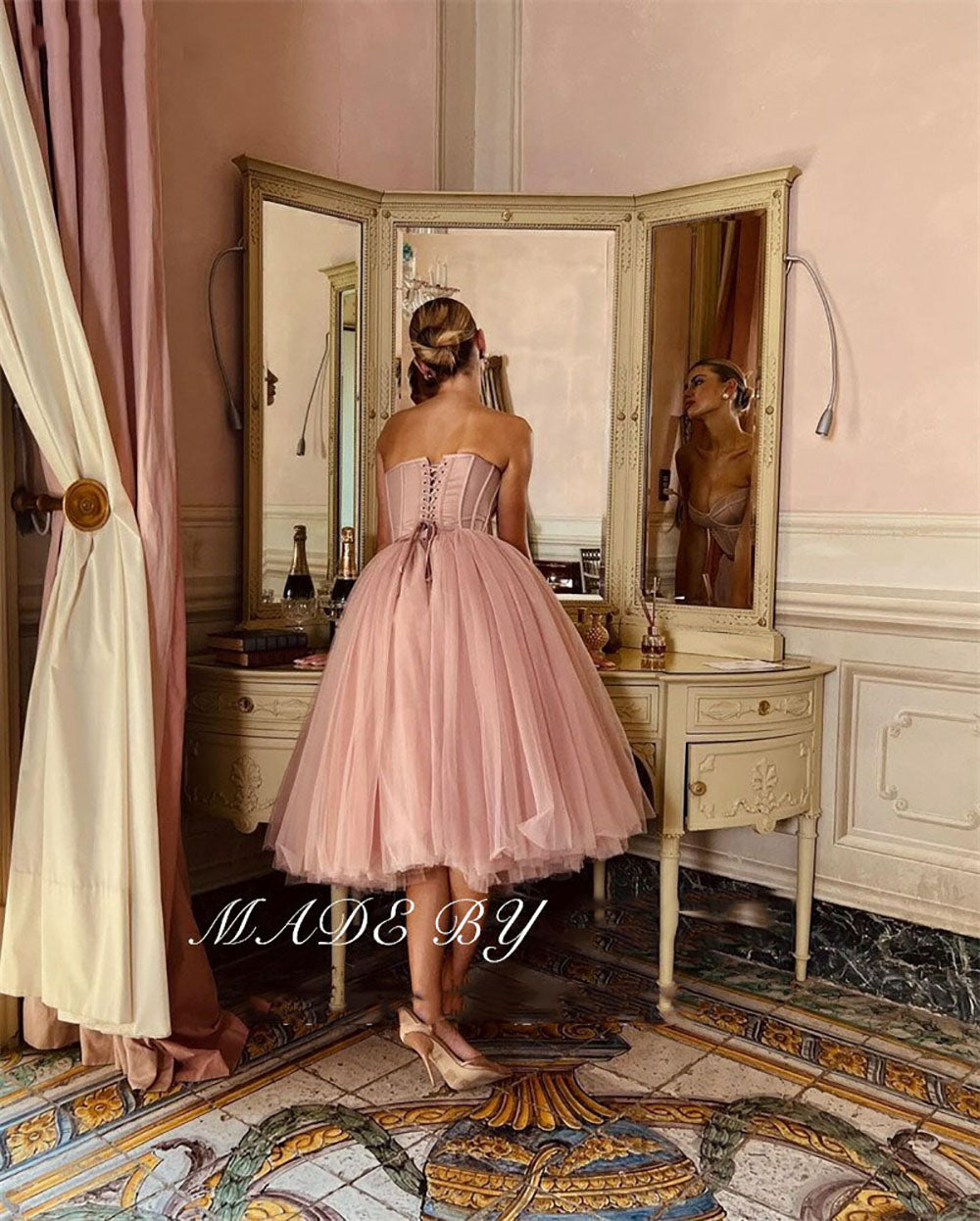 Vintage Tulle Midi Prom Dress Sweetheart Corset Party Gown Princess Co – Msikoods Official Store Vintage Tulle Midi Prom Dress Sweetheart Corset Party Gown Princess Co – Msikoods Official Store