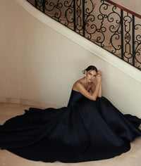 Strapless Satin Formal Gown 2025 A Line Floor Length Evening Dress Prom Party Dress Ms2505022