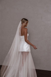 Strapless Wedding Dress Sheer Skirt Modern Bridal Gown Wedding Reception Ceremony Dress Ms2505084