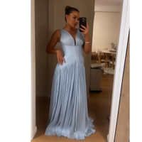 Robe de soirée élégante à volants verts pour femme, robe de soirée à col rond, robe de soirée formelle