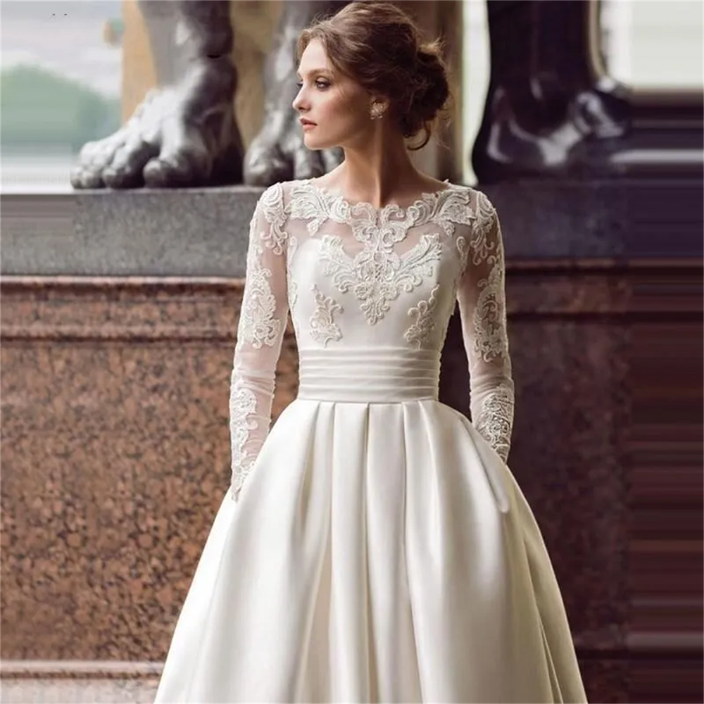 Classic Wedding Dresses For Brides A-Line Woman Bridal Gowns Lace Appl –  Msikoods Official Store