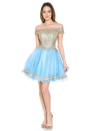 Off Shoulder Homecoming Dress Lace Appliques Beaded Short A Line Tulle Cocktail Dress Ms2610102