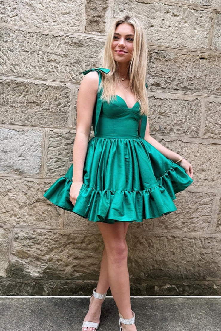 Pink Mini Homecoming Dress Bow Tie Strap Cute Short Party Dress Ms2601112