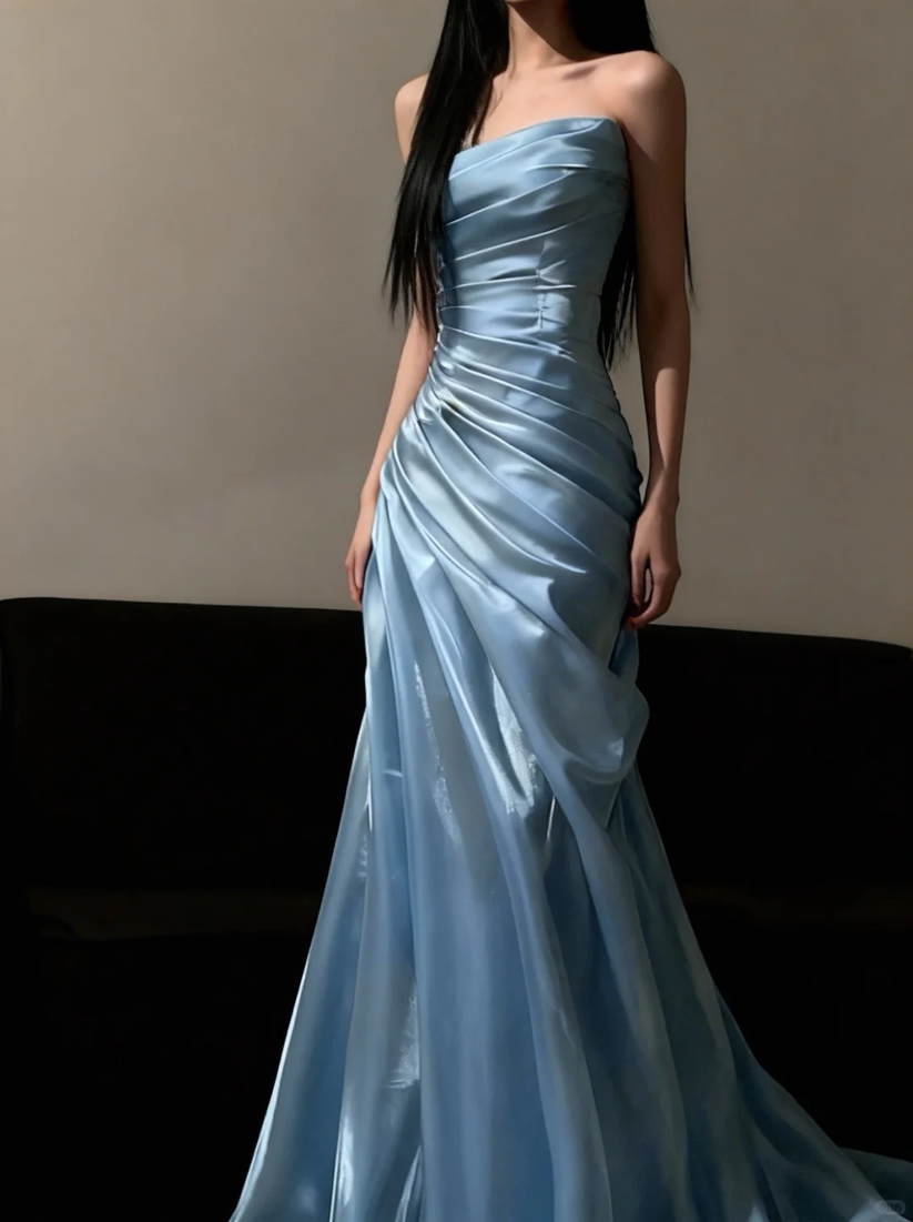 Robe de soirée élégante à volants verts pour femme, robe de soirée à col rond, robe de soirée formelle
