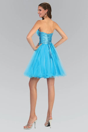 Strapless Beaded Tulle Cocktail Party Dress A Line Short Homecoming Dress Ms2610266