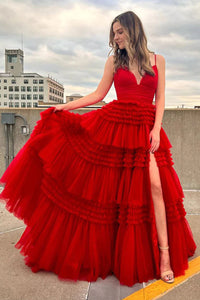 Abito da sera con spacco Ruffle, scollo a cuore, applicazioni in pizzo, corsetto, abito formale per festa di prom Ms2504114