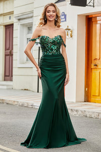 Off Shoulder Mermaid Prom Dress Ruched Long Evening Dress Ms2511213