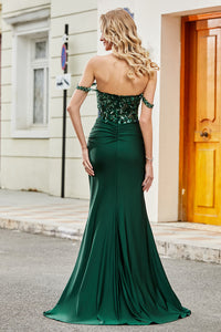 Off Shoulder Mermaid Prom Dress Ruched Long Evening Dress Ms2511213