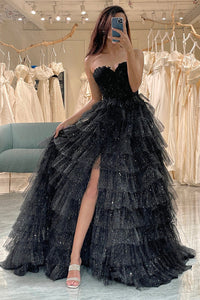 Ballkleid mit tiefem Ausschnitt und Spaghettiträgern, A-Linie, Tüll, Abendkleid, langes formelles Kleid für Damen
