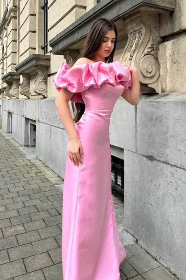 Off Shoulder Satin Prom Dresses Mermaid Evening Dress with Split Ms2511263
