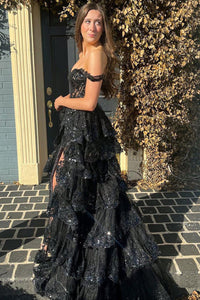 Layered Lace Appliques Prom Dress Off Shoulder Corset Evening Dress Ms2509071