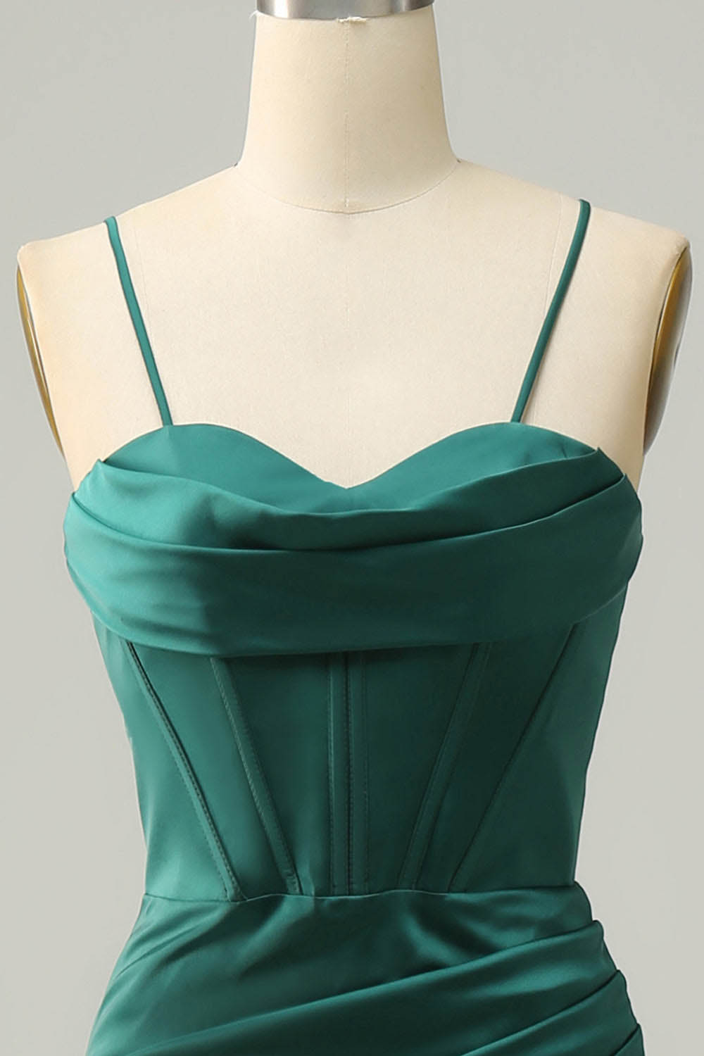 Satin Evening Gown Sexy Spaghetti Strap Corset Prom Dress With Slit Ms2510161