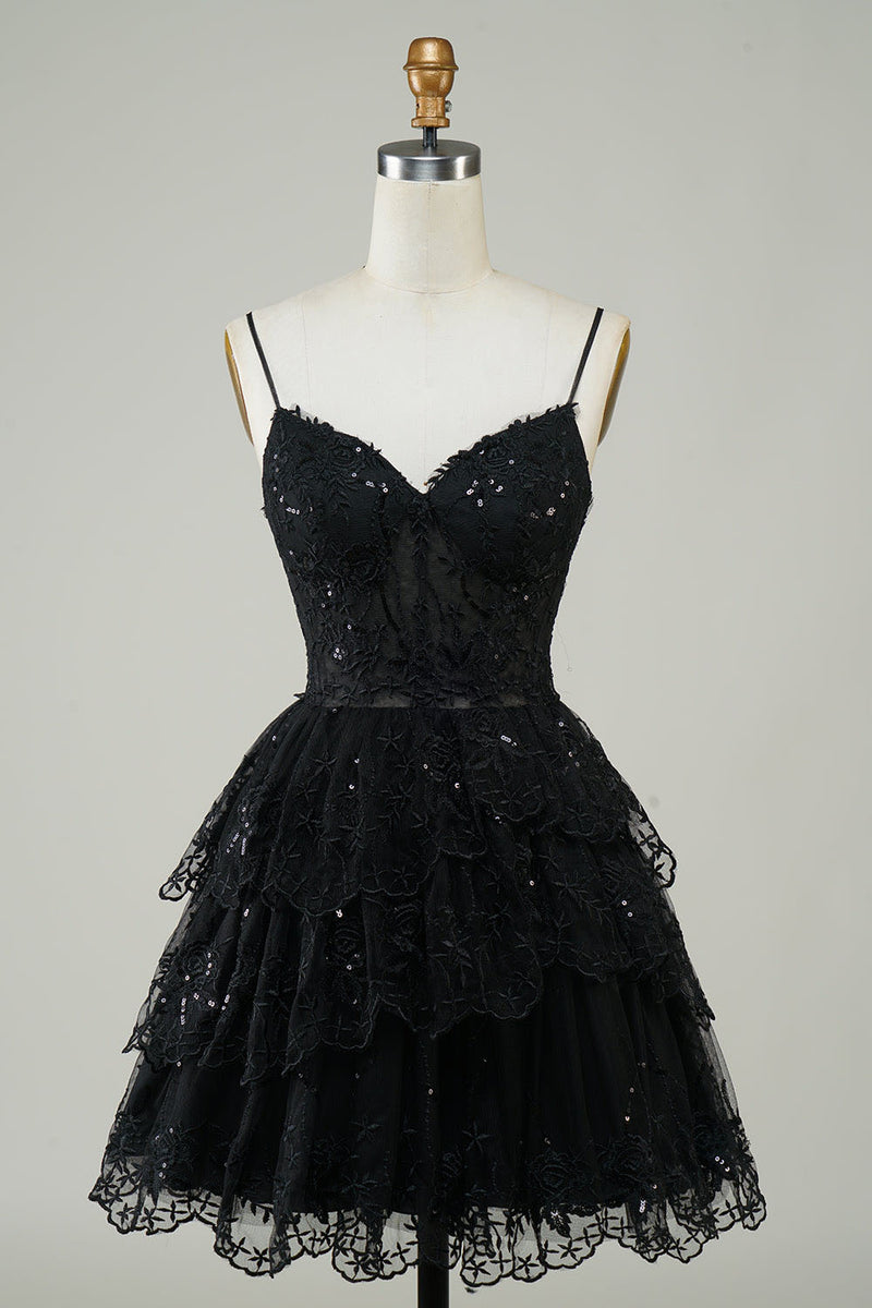 Lavender Sequin Lace Tiered Mini Prom Dress Corset Party Dress Ms2508091