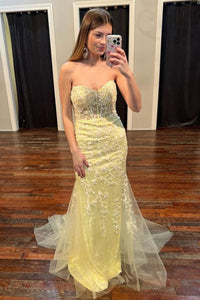 Mermaid Prom Dress Sweetheart Long Evening Dress with Appliques Ms250913