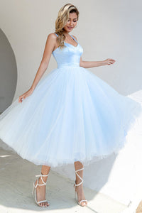 Light Blue Midi Tulle Prom Dress A Line Party Dress Ms2508251