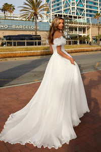 Floral Sleeve Wedding Dresses Organza Sweethearts Bridal Dress With Slit Ms2603017