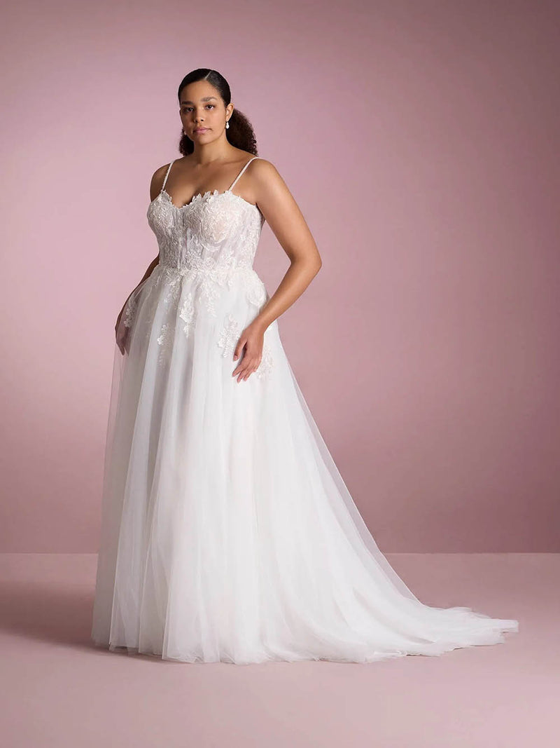 Plus Size Wedding Dresses Lace Applique Tulle A Line Bridal Dress with Spaghetti Straps Ms2509256