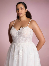 Plus Size Wedding Dresses Lace Applique Tulle A Line Bridal Dress with Spaghetti Straps Ms2509256