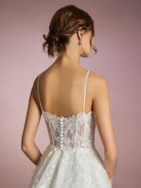 Plus Size Wedding Dresses Lace Applique Tulle A Line Bridal Dress with Spaghetti Straps Ms2509256