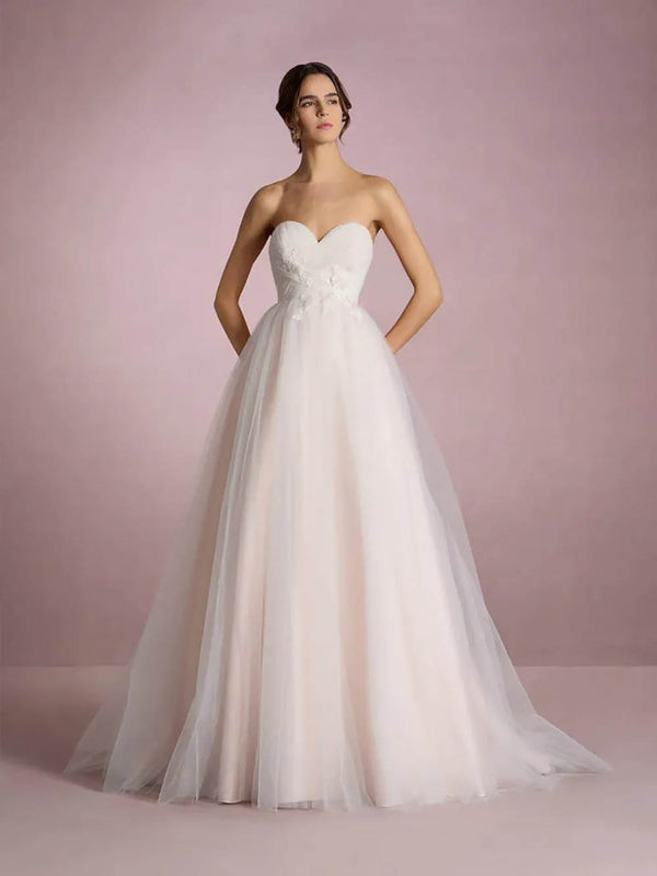 Sweetheart Tulle Wedding Dresses A-Line Bridal Gown with Flower Ms250921510