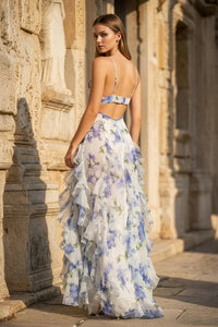 High Slit Evening Dresses Floral Ruffle Prom Dress Summer Prom Dress Ms2602263