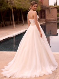 V-Neck Lace Appliques Wedding Dress Bow Ball Gown Tulle Bridal Dress Ms2602025