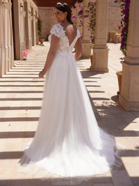 Langärmelige Brautkleider für die Braut, Brautkleider mit V-Ausschnitt, Spitzentüll, Brautkleider für Frauen mit Schleppe