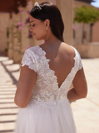 Langärmelige Brautkleider für die Braut, Brautkleider mit V-Ausschnitt, Spitzentüll, Brautkleider für Frauen mit Schleppe