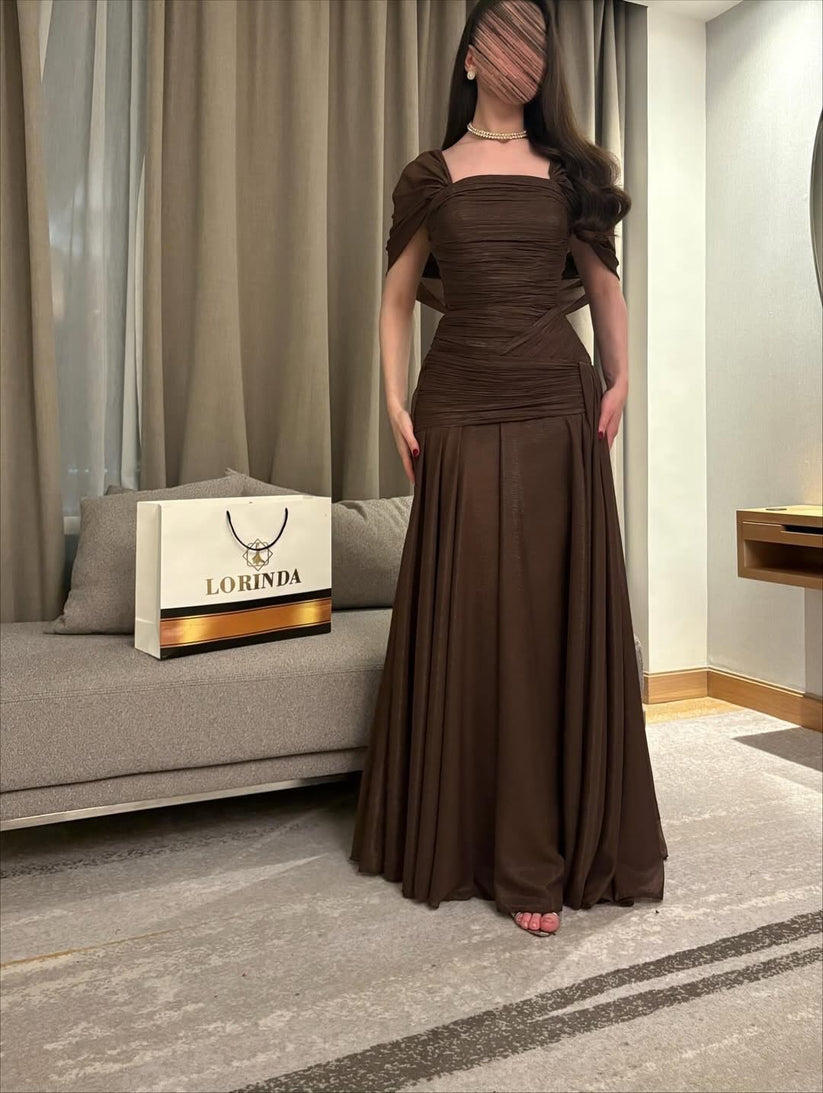Vestido de Baile Verde com Folhos para Senhora Elegante, Decote O, Vestido Formal para Ocasiões, Vestido de Festa, Vestido de Noite