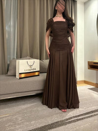 Vestido de Baile Verde com Folhos para Senhora Elegante, Decote O, Vestido Formal para Ocasiões, Vestido de Festa, Vestido de Noite