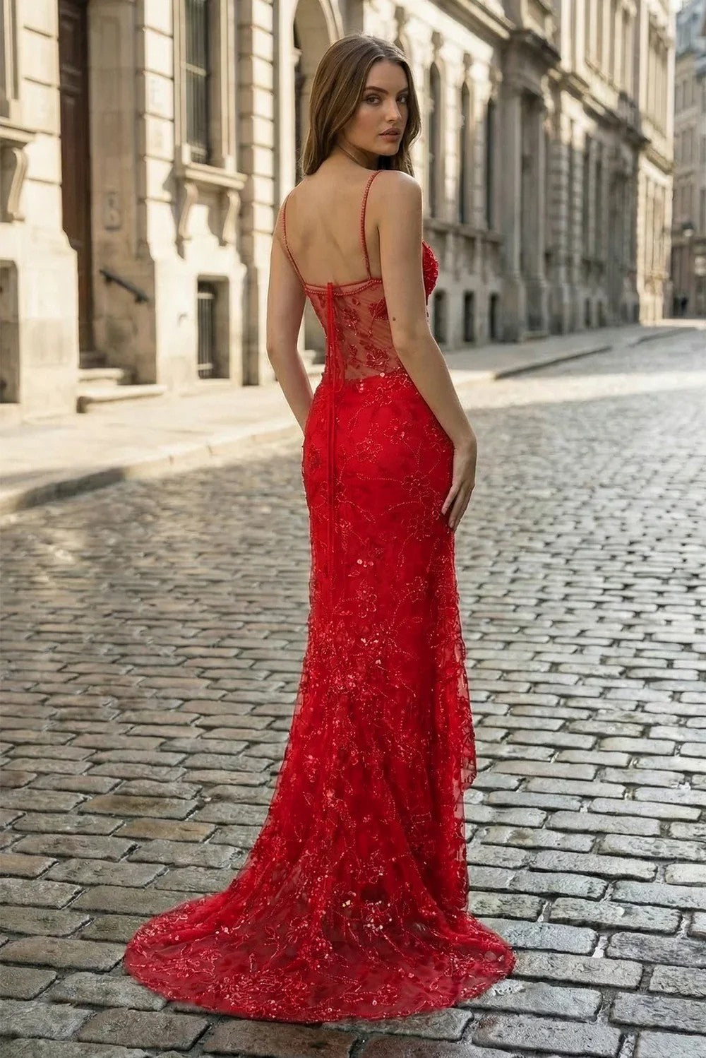 beaded embroidery prom dress Long A-Line Prom Dress with Sheer Embroidered Corset Champagne / Large