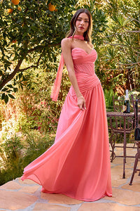 Red Pleated Chiffon Evening Dress Sweetheart A Line Wedding Party Dress Ms2512053