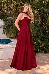 Red Pleated Chiffon Evening Dress Sweetheart A Line Wedding Party Dress Ms2512053