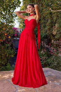 Red Pleated Chiffon Evening Dress Sweetheart A Line Wedding Party Dress Ms2512053