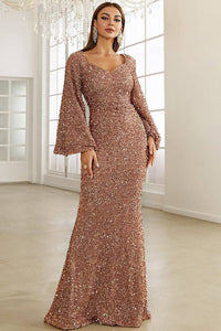Abiti da sera con paillettes a una spalla, abito da sera sirena scintillante, abito lungo da festa Ms2503103