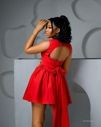 Red Short Party Dress Sexy Prom Dress Square Neck Backless Bow Cocktail Gown Ms2505122