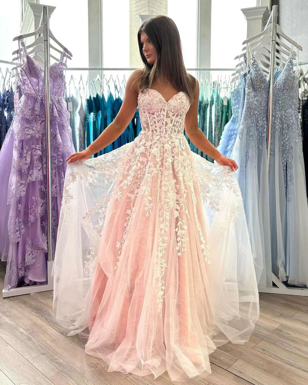 Lace Evening Dresses Sweetheart Corset A Line Princess Birthday Gown – Msikoods Official Store