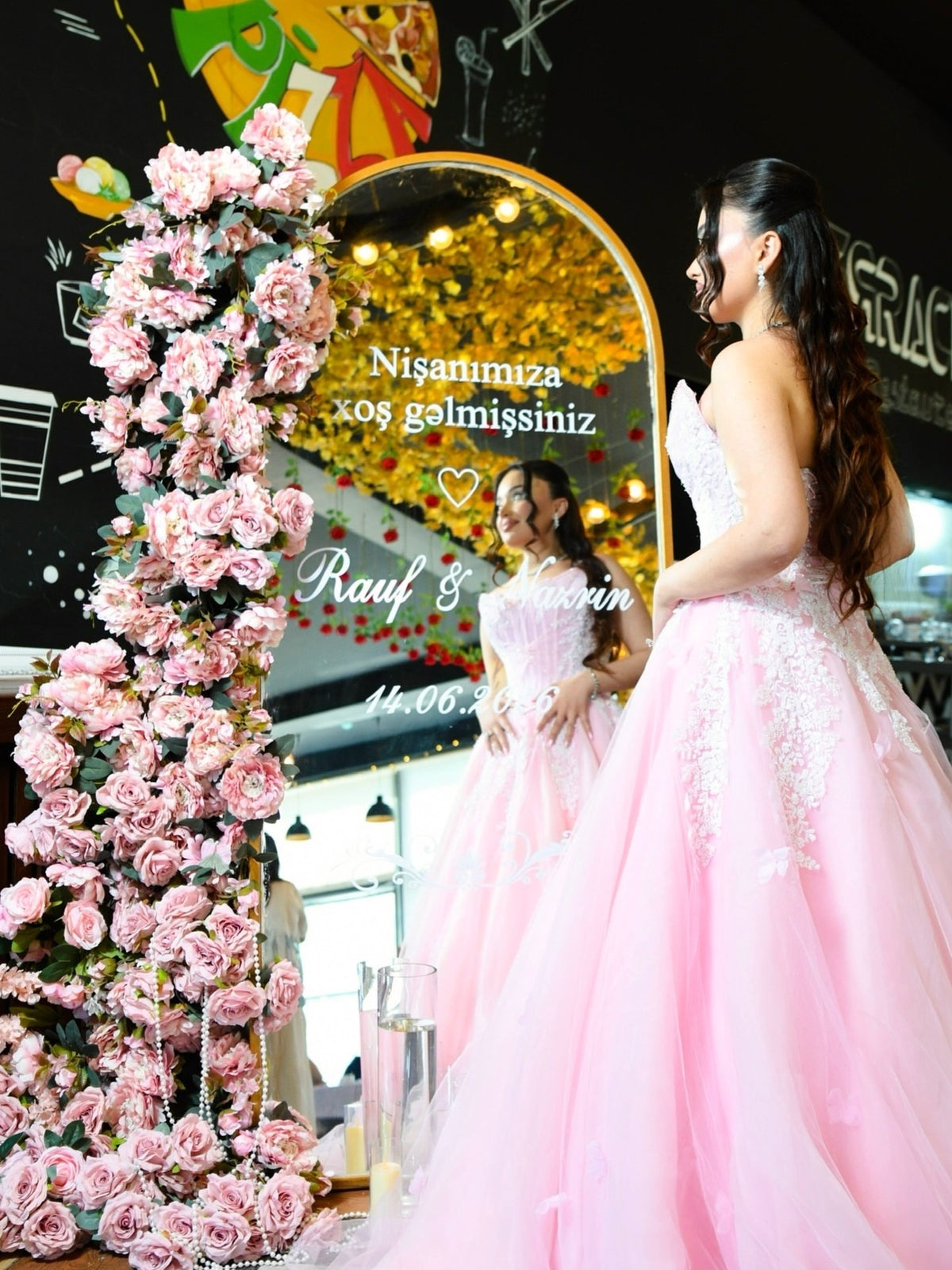 Pink Quinceanera Dress Ball Gown Lace Appliques Tulle Princess Birthday Gown Floral Prom Dress Ms2607164