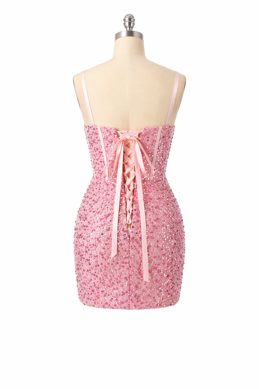 Luxury Sparkly Sequin Mini Homecoming Dress Corset Short Spaghetti Straps Croset Cocktail Party Gown for Teens MS2503081