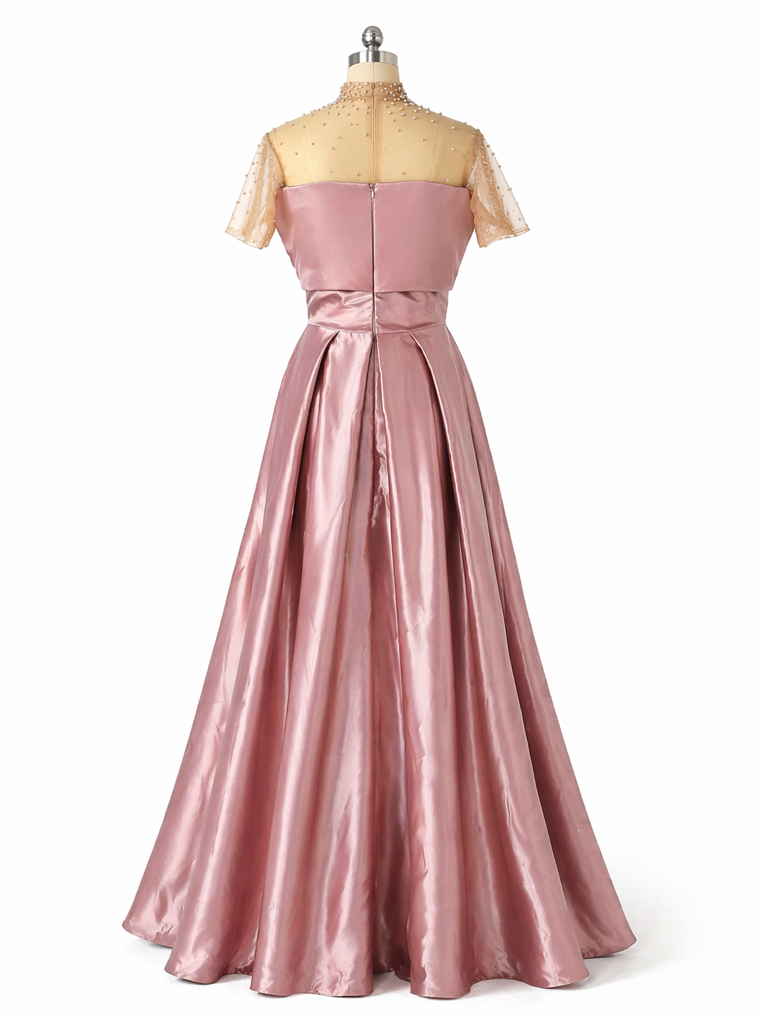 High Neck Women's A Line Wedding Party Dress Beading Evening Gown Luxury Satin Elegant Prom Dress