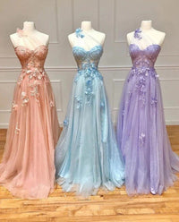 One Shoulder Lace Prom Dress A Line Tulle Corset High Slit Appliqué Evening Dress Ms260402101