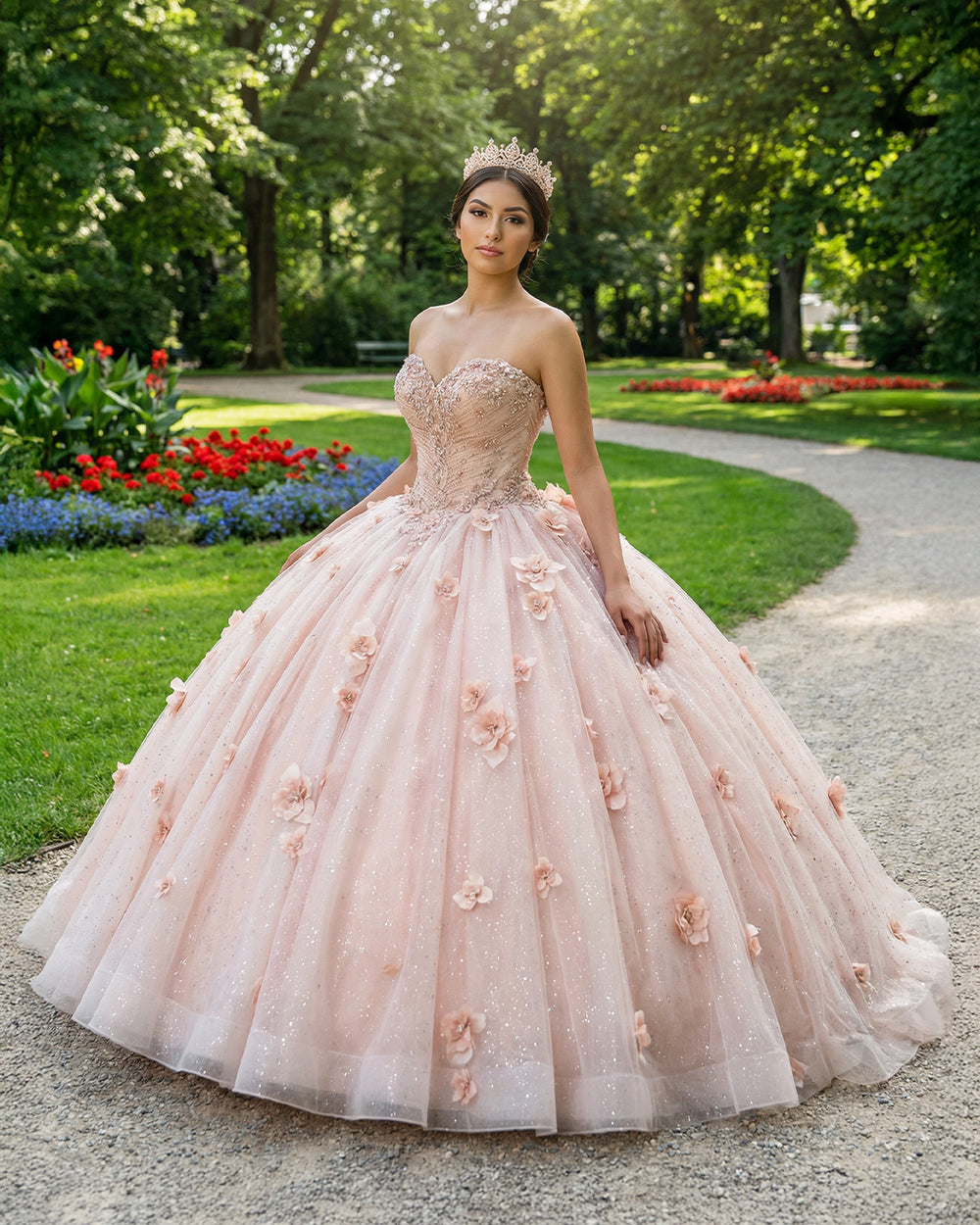 Vestidos de Quinceañera para Mujer con Escote Corazón, Vestido de Bola, Tirantes de Espagueti, Aplicación de Encaje, Vestidos Dulces 16 para Adolescentes